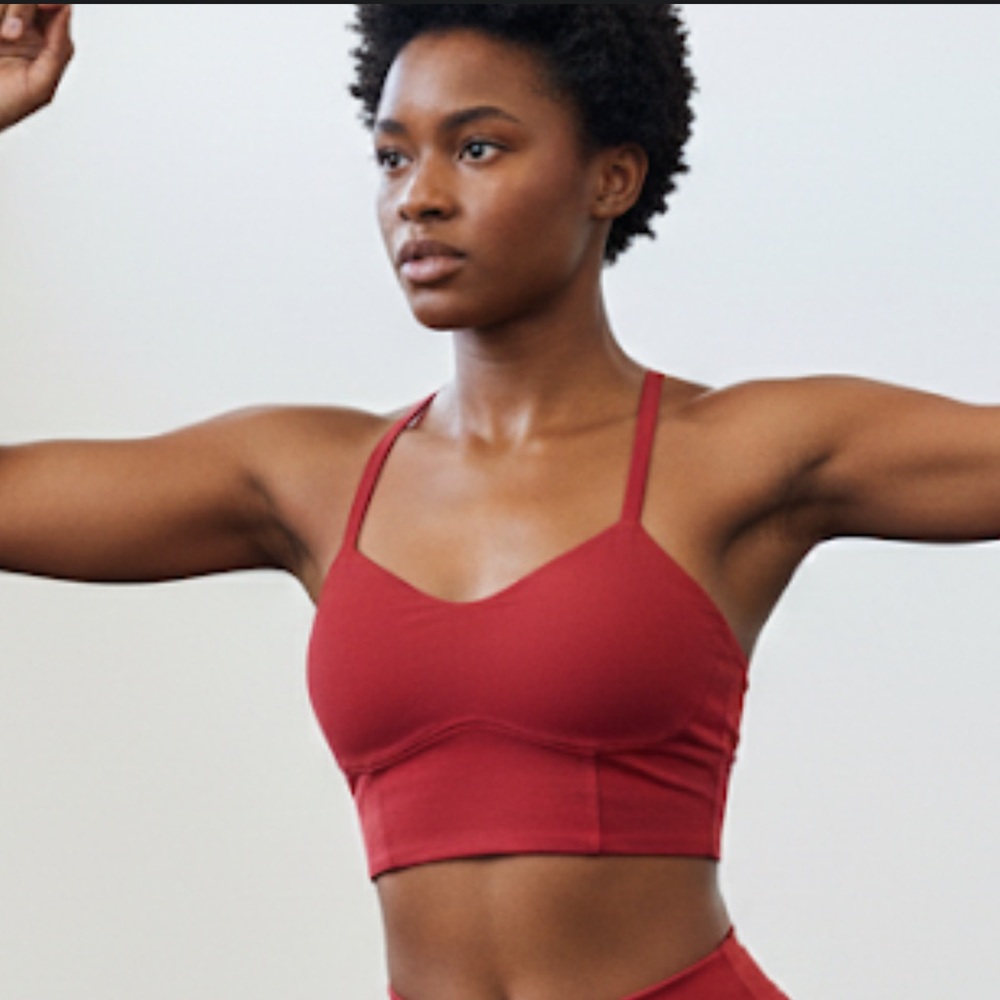 Spiritual Gangster Red Sweatheart Neckline Feminine Sports Athletic Tank Bra S